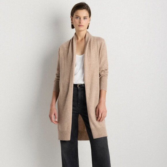 Quince Mongolian Cashmere Duster Cardigan Sweater In Oatmeal Womens Sz S - Picture 1 of 10